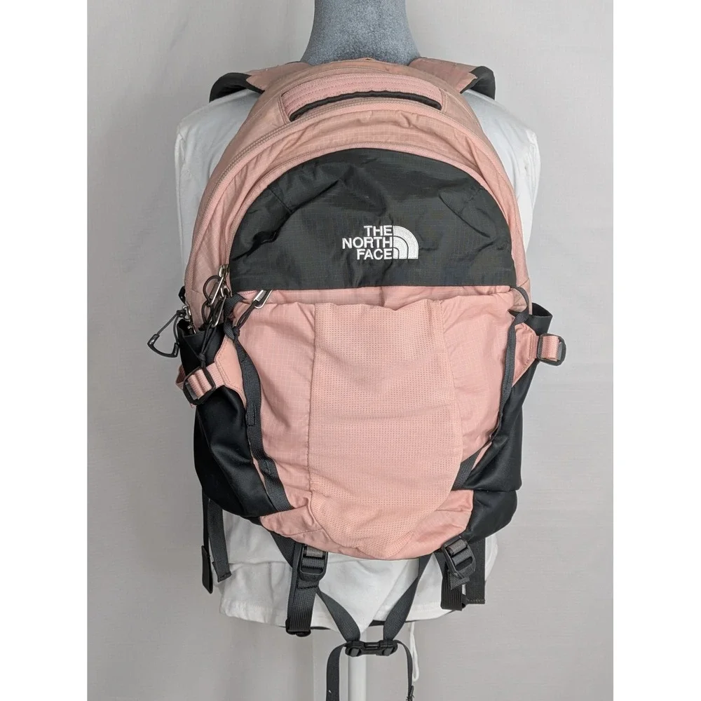 The North Face Recon Backpack Pink Black Laptop School Travel Hiking 18x13x6.5